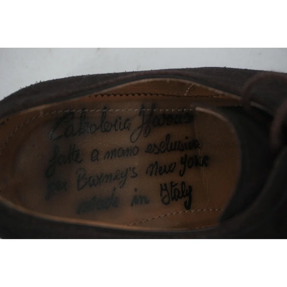 Calzoleria Harris Shoes Brown‎ Suede Derby Dress Barneys NY Italy Men's Size 10